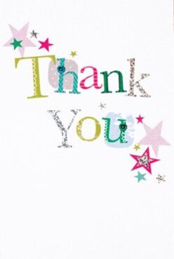 Capturing the uplifting spirit of Brondesbury, this thank you card reflects delight and sincerity through its jubilant colours and thoughtfully crafted design. The words 'Thank You' stretch warmly across a crisp white canvas, each letter standing out-a patchwork of lime, fuchsia, and blue, with hints of silvery sparkle and playful touches of polka dots or stitched lines. Scattered stars in jewel tones of magenta, teal, and gold drift around the message, conjuring the effect of confetti tossed at a celebration in the heart of Brondesbury Park. The subtle print texture and traces of glitter in the silver give the impression of a card lovingly made by hand, much like the bespoke bouquets from local Brondesbury florists on Willesden Lane. The pristine white background lifts each detail, making the whole composition feel fresh, light, and full of gratitude. It's easy to imagine this card delivered alongside a joyous bouquet, offering thanks as heartfelt as a neighbourly smile on Salusbury Road. With a creative, personal touch, the design embodies the care and delight we strive to bring with every arrangement to homes throughout Brondesbury.